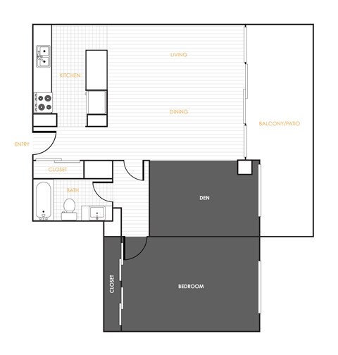 Floorplan for 1 bedroom 1 bath